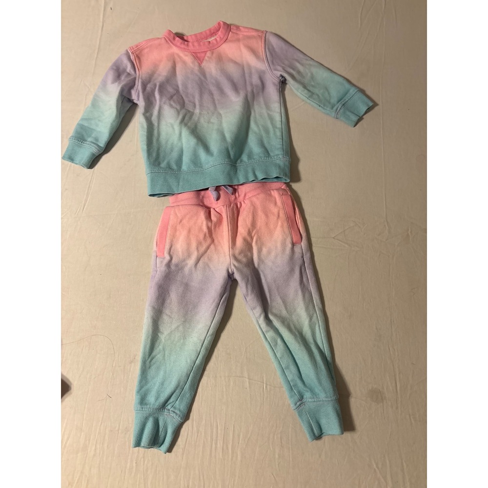 Anko‎ Ombre Sweatshirt and Joggers Set Kids Size 2 Multicolor Excellent Fleece